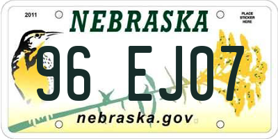 NE license plate 96EJ07