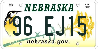NE license plate 96EJ15