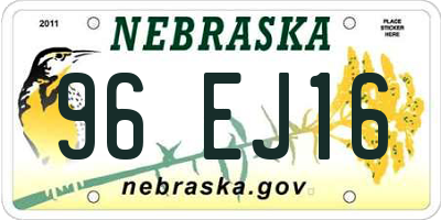NE license plate 96EJ16