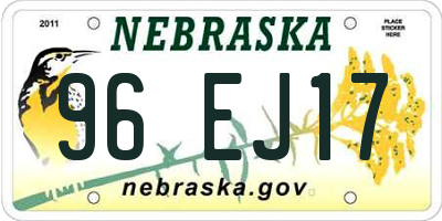 NE license plate 96EJ17