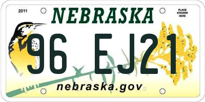 NE license plate 96EJ21