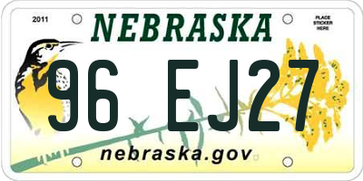 NE license plate 96EJ27