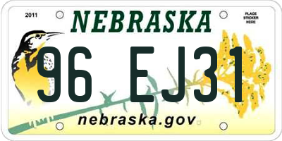 NE license plate 96EJ31