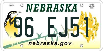 NE license plate 96EJ51