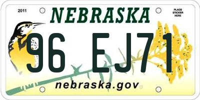 NE license plate 96EJ71