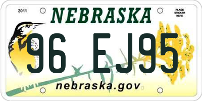 NE license plate 96EJ95
