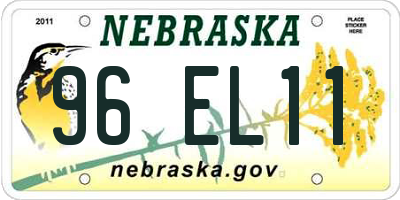 NE license plate 96EL11