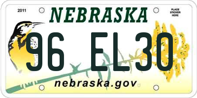 NE license plate 96EL30