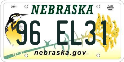 NE license plate 96EL31