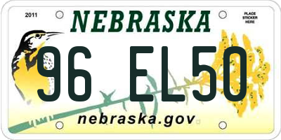 NE license plate 96EL50