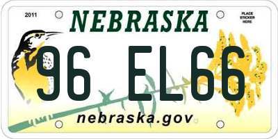NE license plate 96EL66