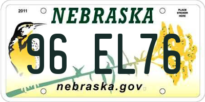 NE license plate 96EL76