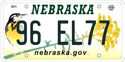 NE license plate 96EL77