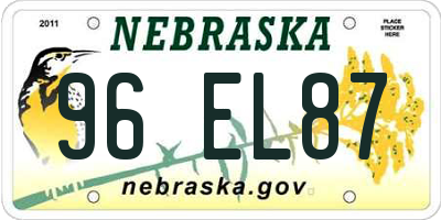 NE license plate 96EL87