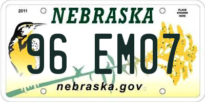 NE license plate 96EM07