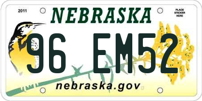 NE license plate 96EM52