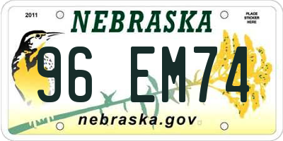 NE license plate 96EM74