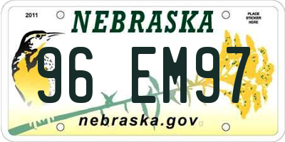 NE license plate 96EM97