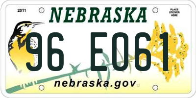 NE license plate 96EO61