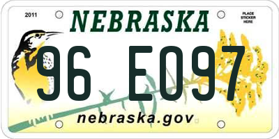 NE license plate 96EO97