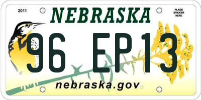 NE license plate 96EP13