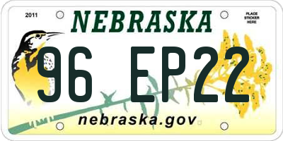 NE license plate 96EP22