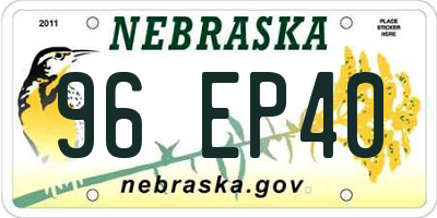 NE license plate 96EP40