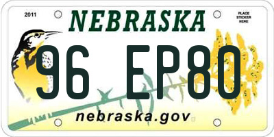 NE license plate 96EP80