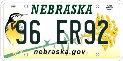 NE license plate 96ER92