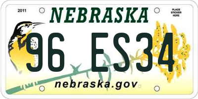 NE license plate 96ES34