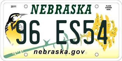 NE license plate 96ES54