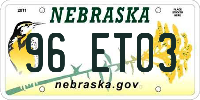 NE license plate 96ET03