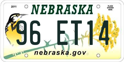 NE license plate 96ET14