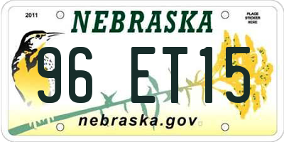 NE license plate 96ET15