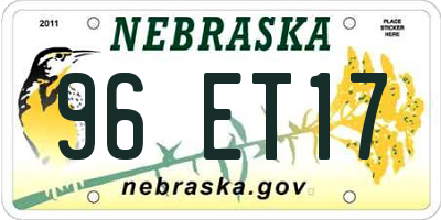 NE license plate 96ET17