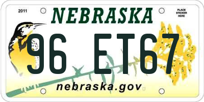 NE license plate 96ET67