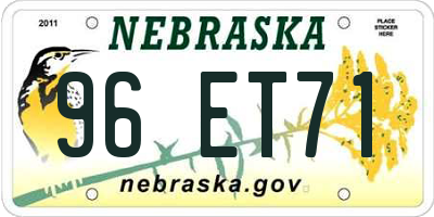 NE license plate 96ET71
