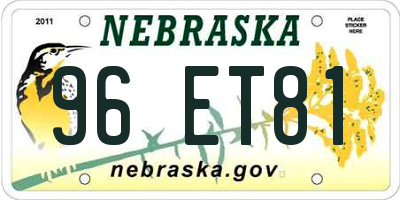 NE license plate 96ET81