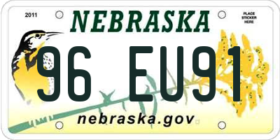 NE license plate 96EU91