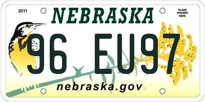 NE license plate 96EU97