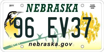 NE license plate 96EV37