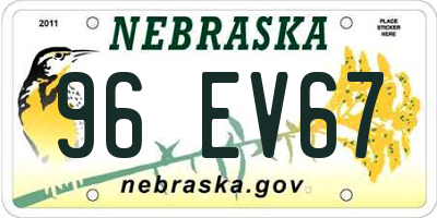 NE license plate 96EV67