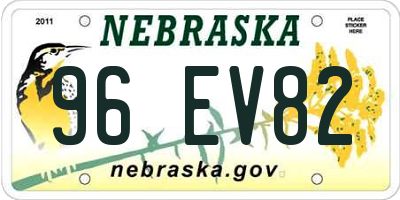 NE license plate 96EV82