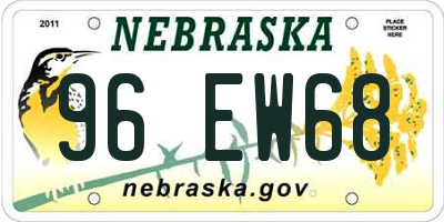 NE license plate 96EW68