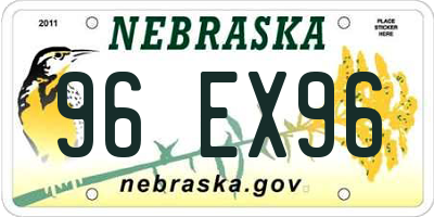 NE license plate 96EX96