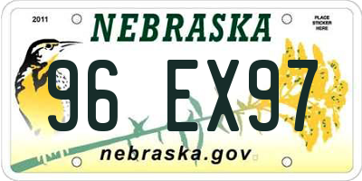 NE license plate 96EX97