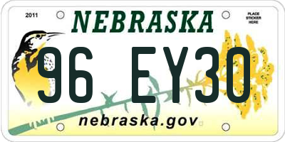 NE license plate 96EY30