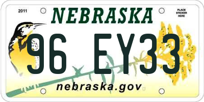 NE license plate 96EY33