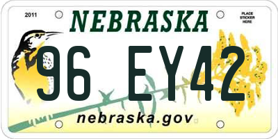 NE license plate 96EY42
