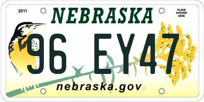 NE license plate 96EY47